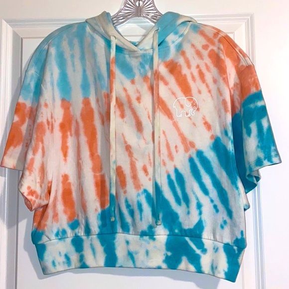 Ivory Ella Women’s Size S Tie-Dye Short Sleeve Oversized Hoodie - New - Picture 1 of 4